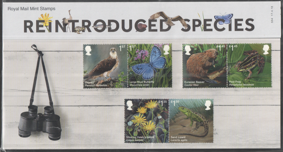 (image for) 2018 Reintroduced Species Royal Mail Presentation Pack 554 - Click Image to Close